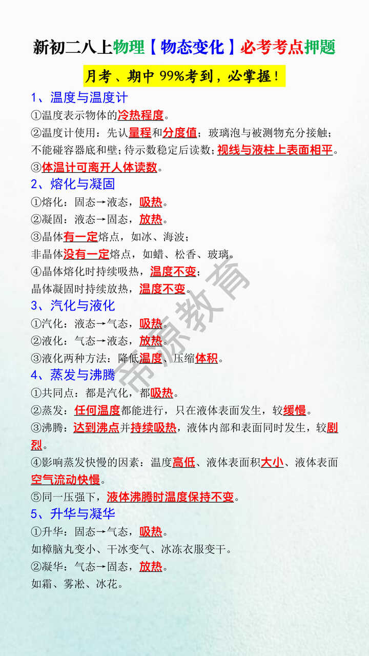 新初二八上物理【物态变化】必考考点押题