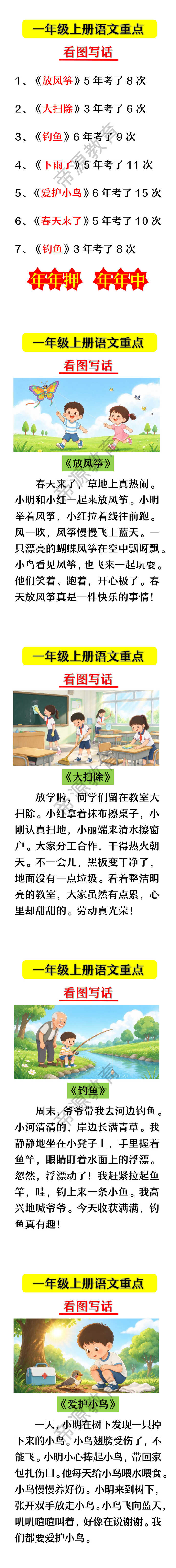 一年级上册语文重点看图写话