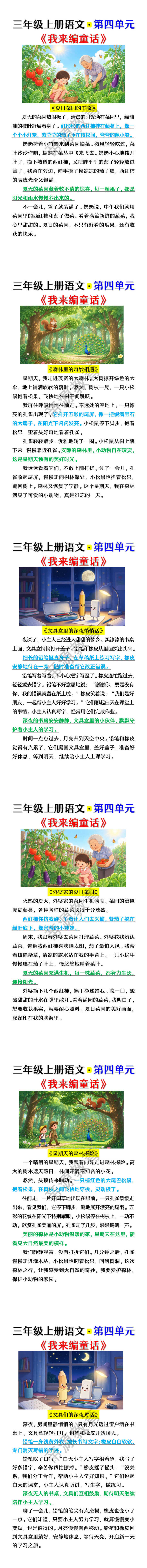 三年级上册语文·第四单元《我来编童话》范文6篇