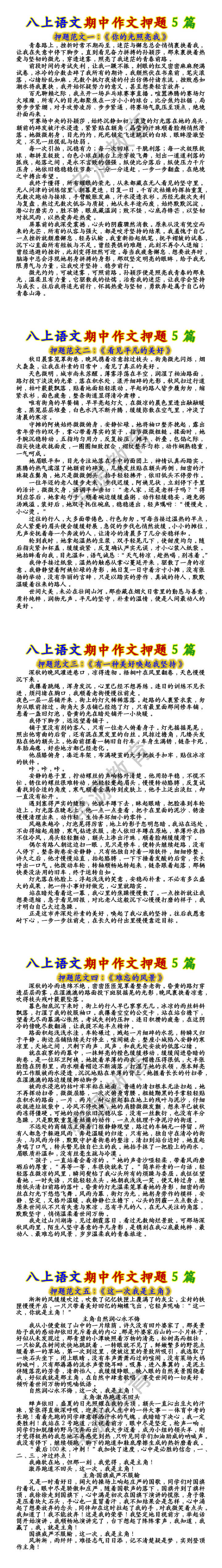 八上语文期中作文押题5篇